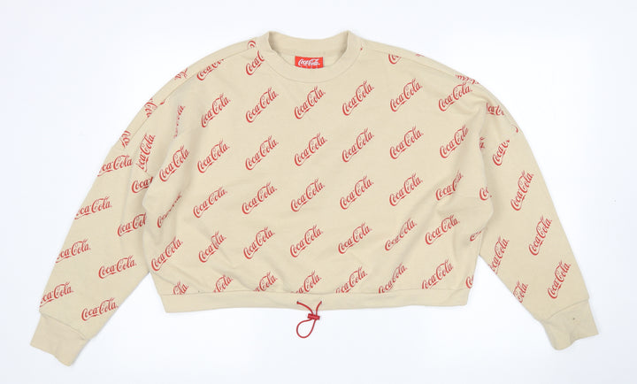 Primark Womens Beige  Polyester Pullover  Size S Round Neck  - Coca cola