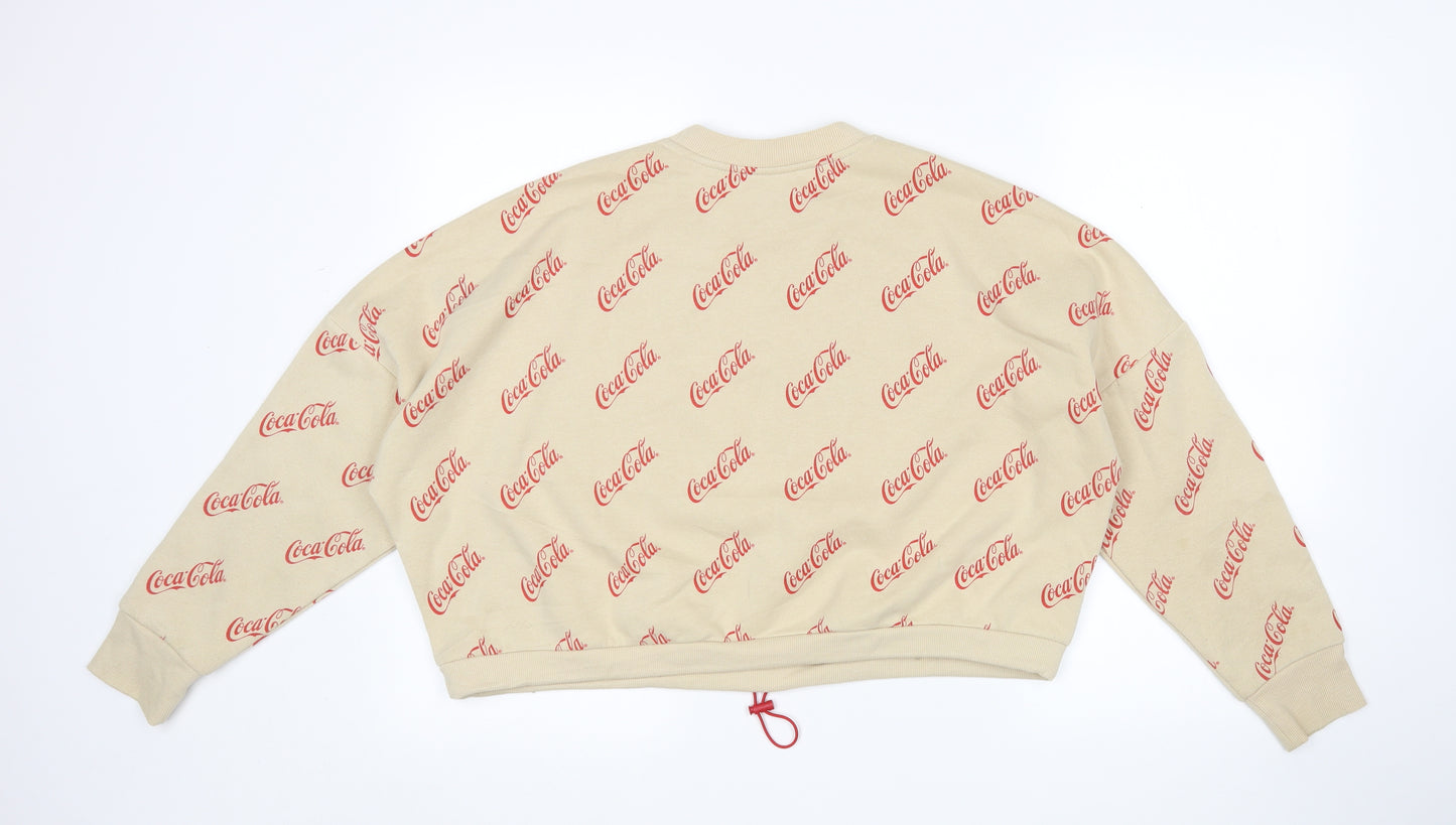 Primark Womens Beige  Polyester Pullover  Size S Round Neck  - Coca cola
