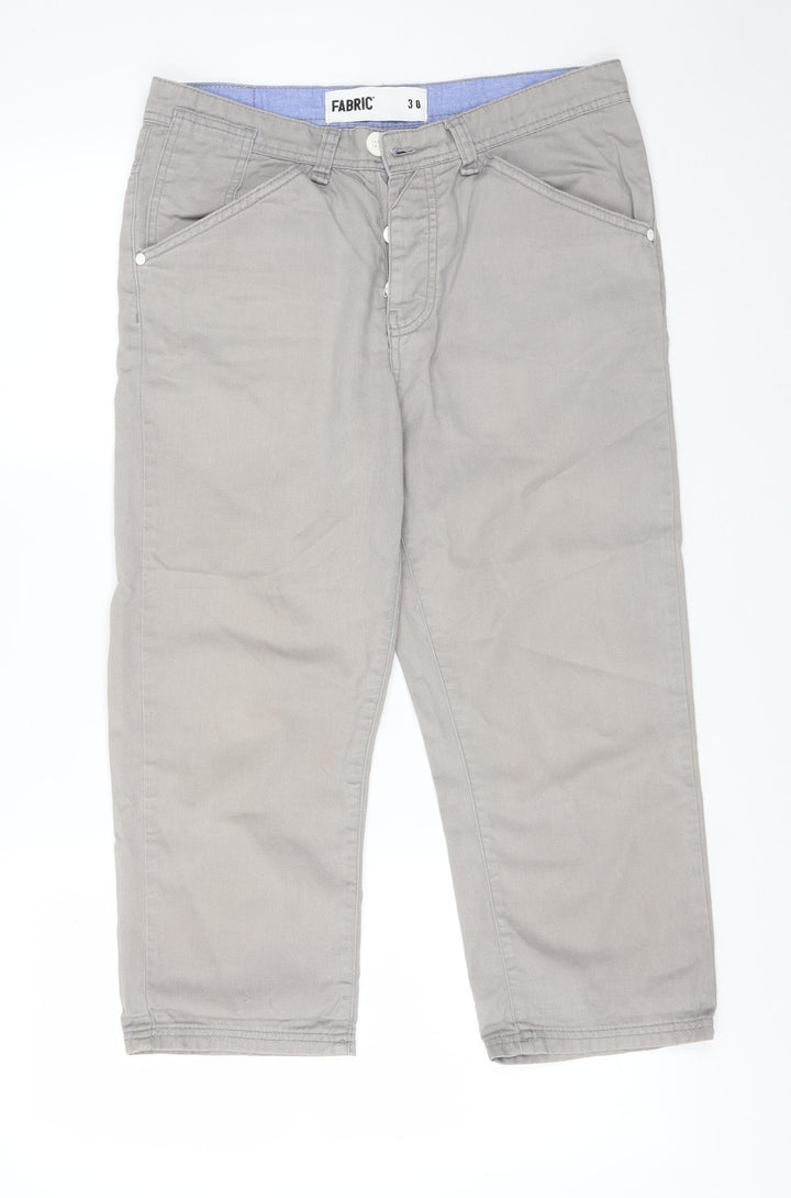 Fabric Mens Grey Cotton Jeans Size 30 L21 in Regular