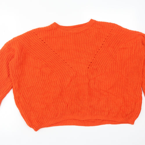 Peacocks Womens Orange  Acrylic Pullover Sweatshirt Size L