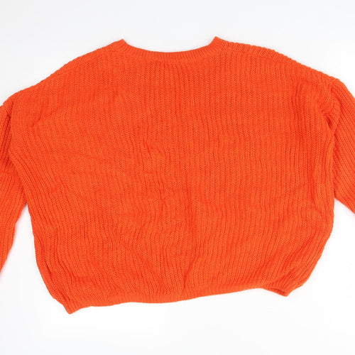 Peacocks Womens Orange  Acrylic Pullover Sweatshirt Size L