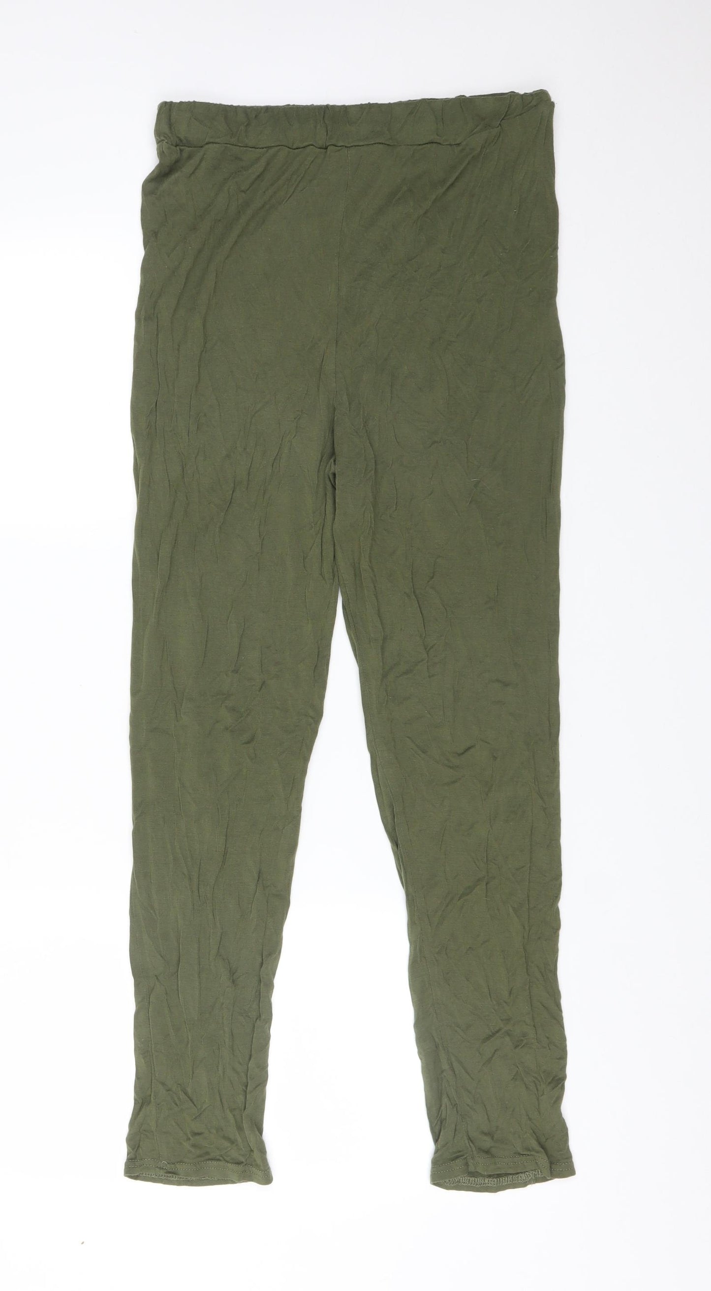 PRETTYLITTLETHING Womens Green  Viscose  Leggings Size 16 L28 in