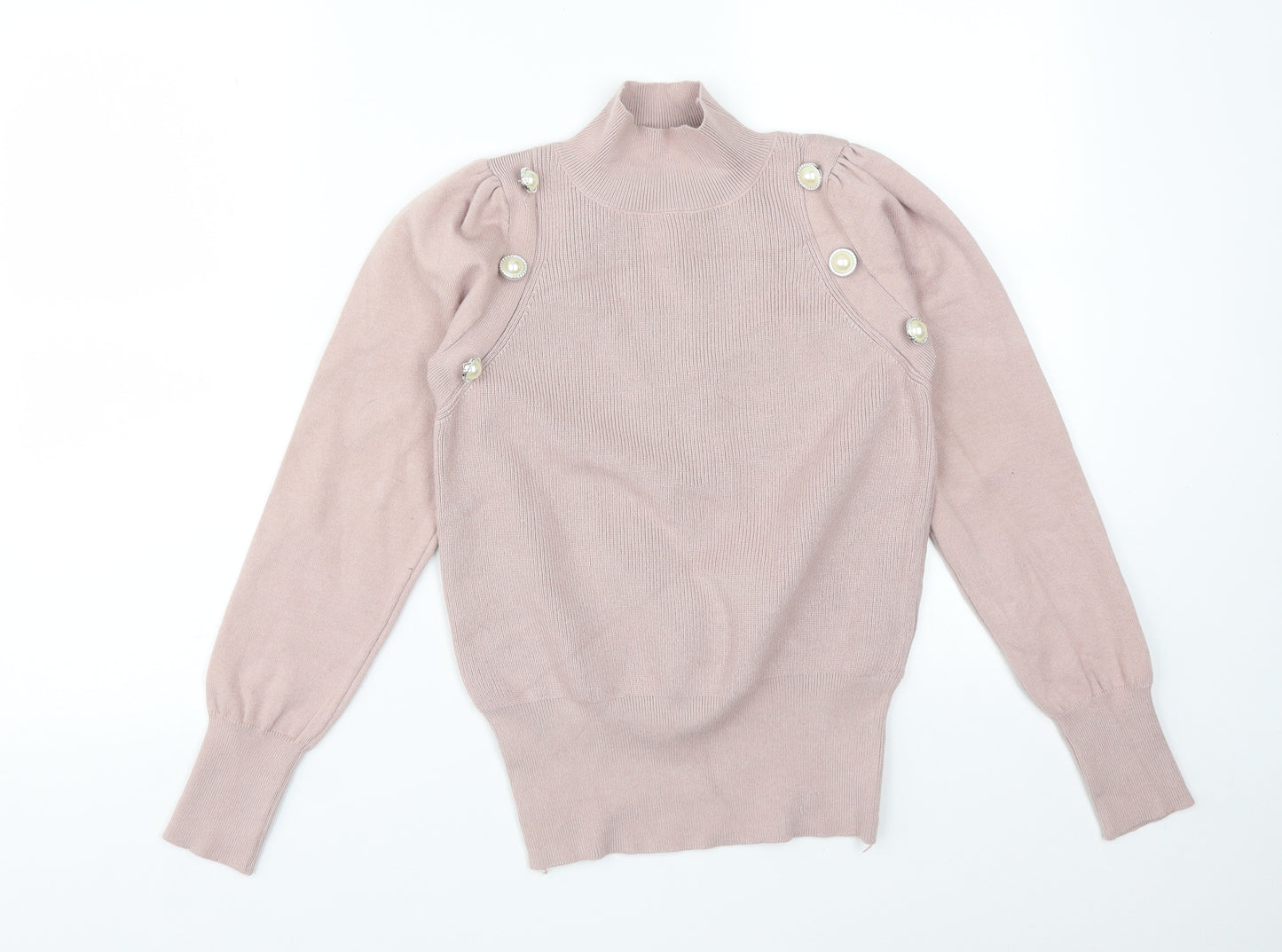 JASMINE Womens Pink  Viscose Basic T-Shirt Size XL High Neck