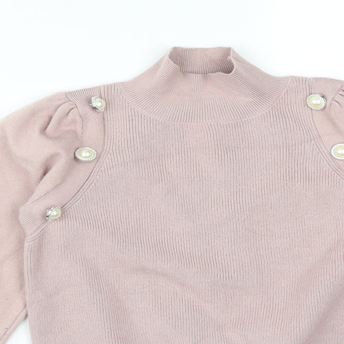 JASMINE Womens Pink  Viscose Basic T-Shirt Size XL High Neck