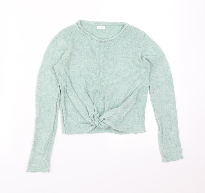 NEXT Girls Green  Viscose Basic T-Shirt Size 7 Years Round Neck