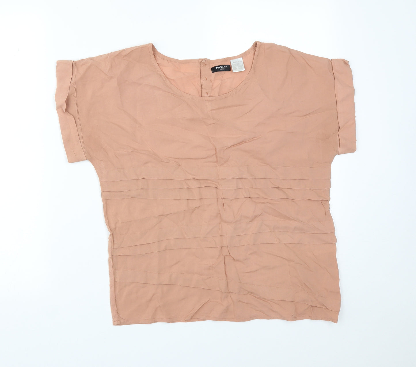 REDOUTE Womens Orange Striped Viscose Basic T-Shirt Size 10 Round Neck