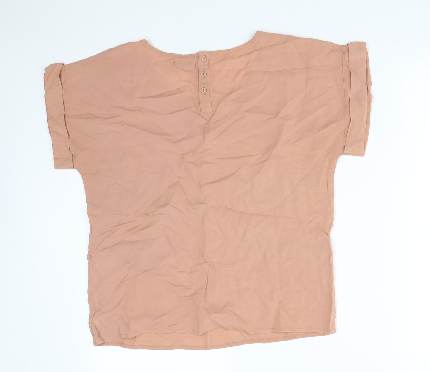 REDOUTE Womens Orange Striped Viscose Basic T-Shirt Size 10 Round Neck