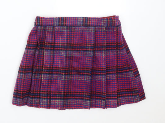 NEXT Girls Multicoloured Check Polyester Pleated Skirt Size 7 Years  Regular