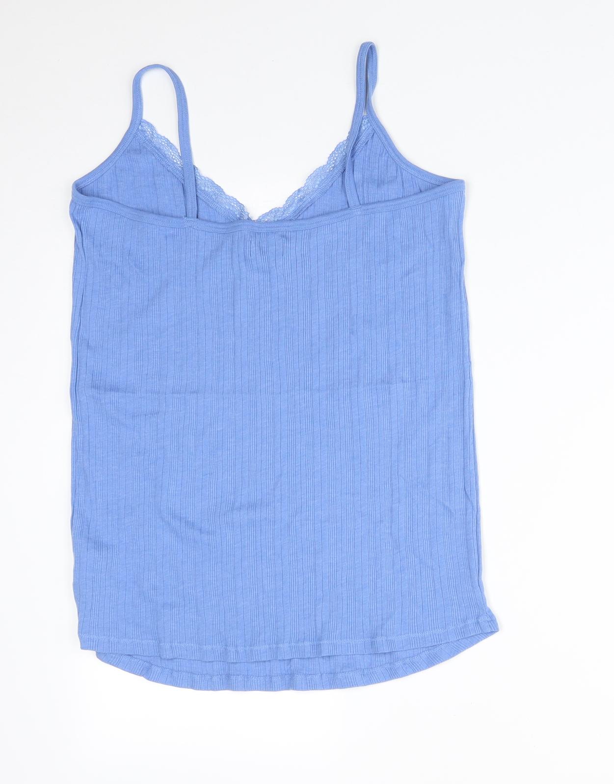 F&F Womens Blue Striped Cotton  Pyjama Top Size 22