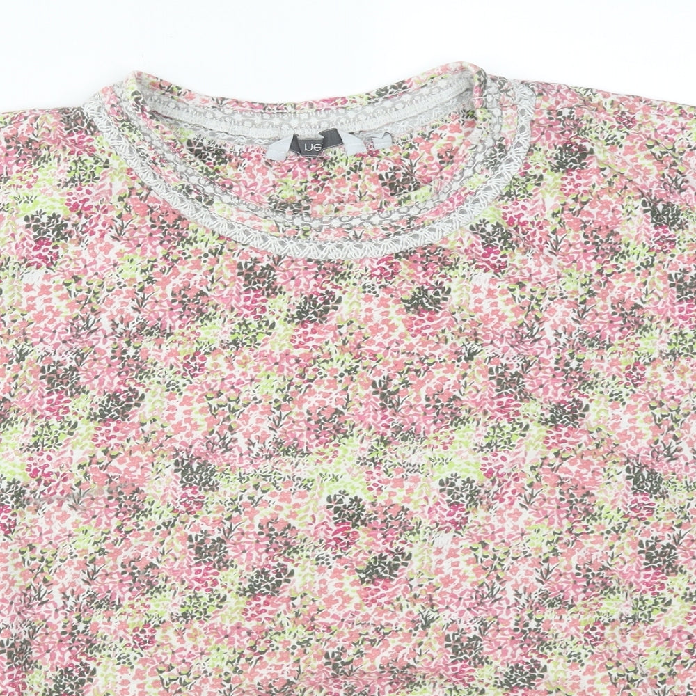 NEXT Womens Multicoloured Floral Cotton Basic T-Shirt Size 22 Round Neck