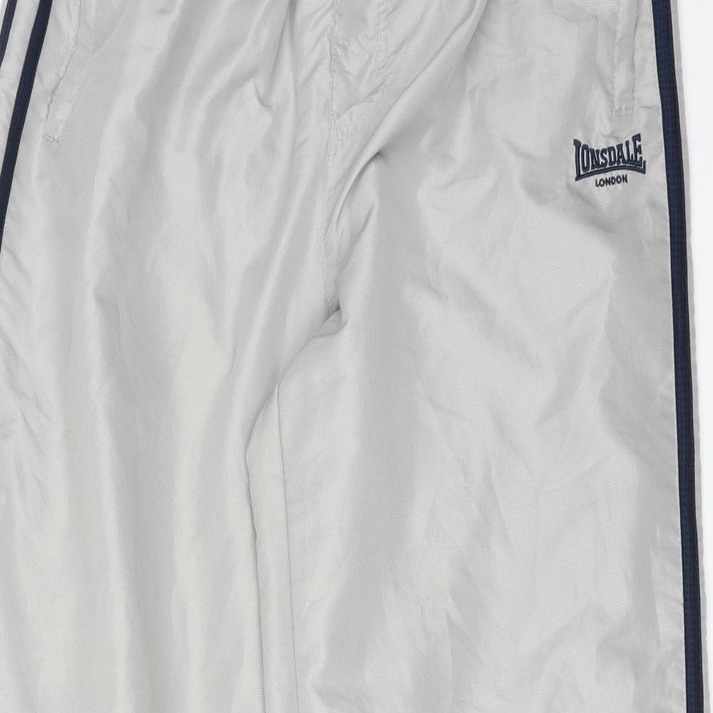 Lonsdale Mens Grey Striped Polyester Jogger Trousers Size XL L33 in Regular