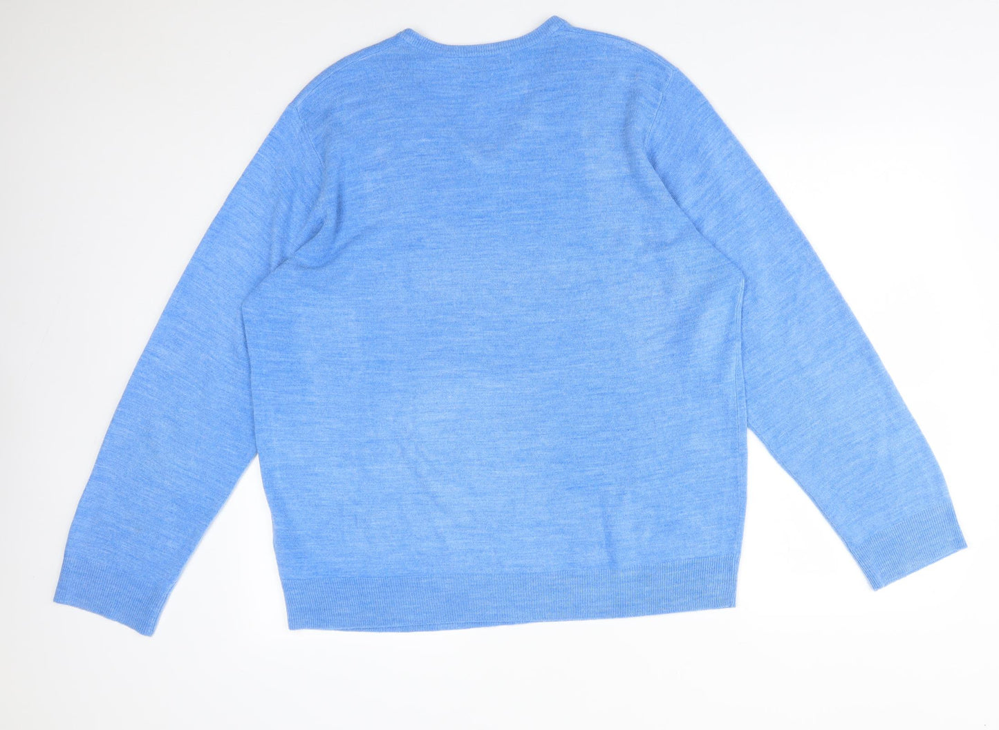 M&S Mens Blue  Acrylic  T-Shirt Size XL V-Neck