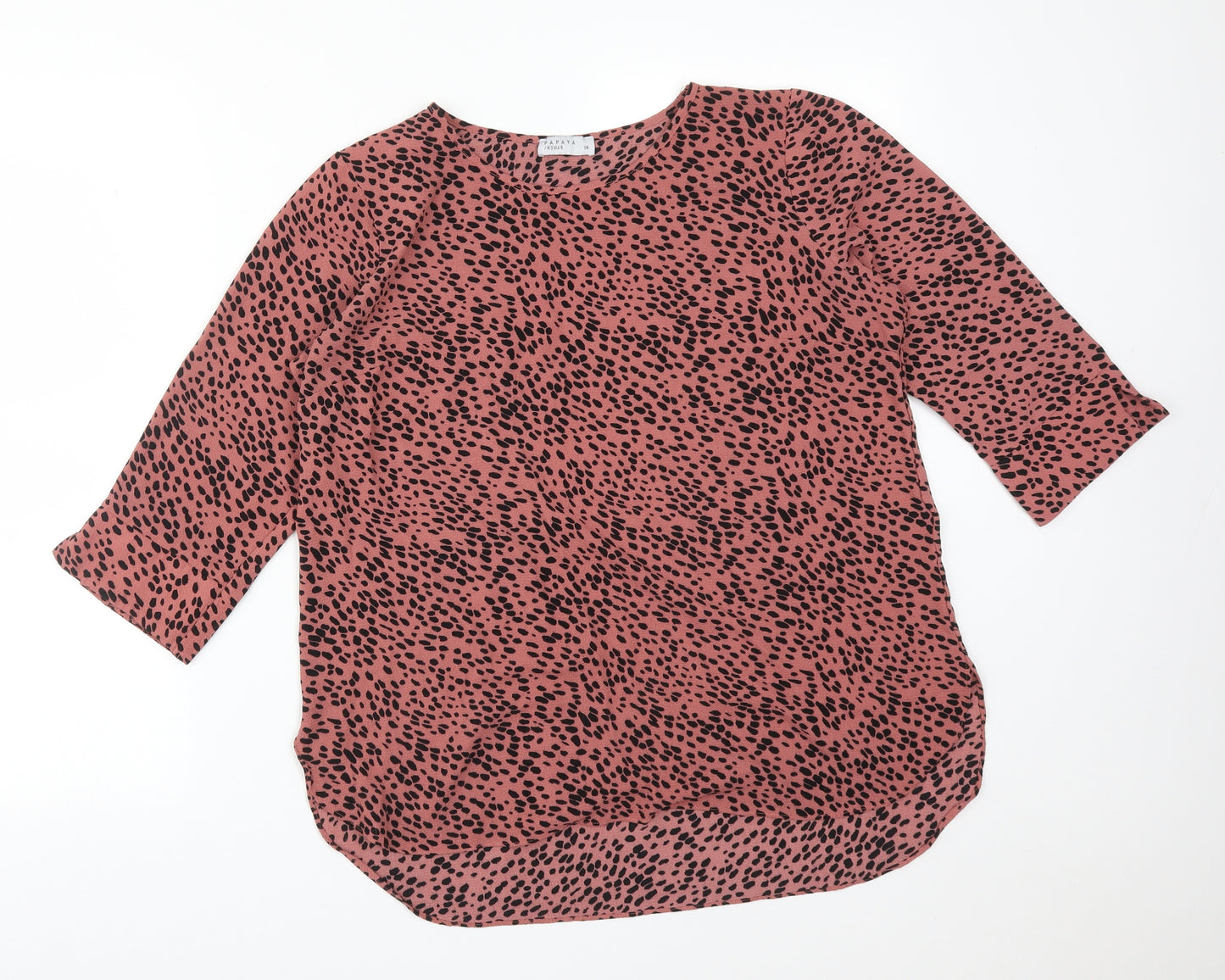 Papaya Womens Multicoloured Animal Print Polyester Basic T-Shirt Size 14 Round Neck