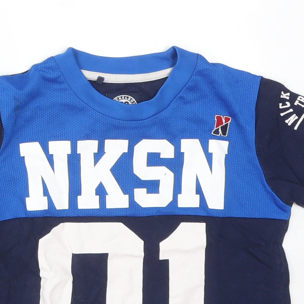 Nickelson Boys Blue  Cotton Basic T-Shirt Size 3-4 Years Round Neck  - NKSN 01