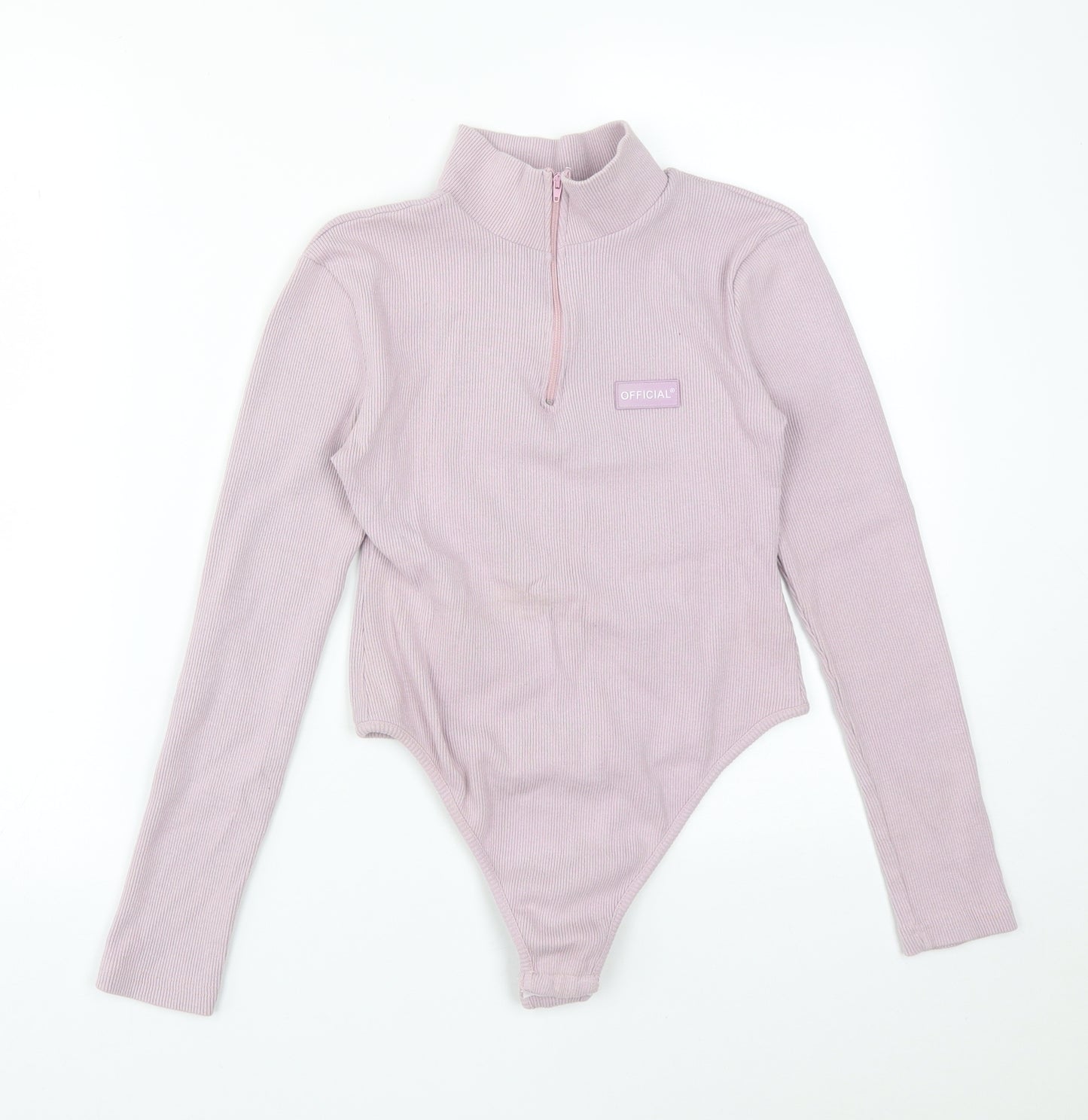 Boohoo Womens Purple Striped Cotton Bodysuit One-Piece Size 10