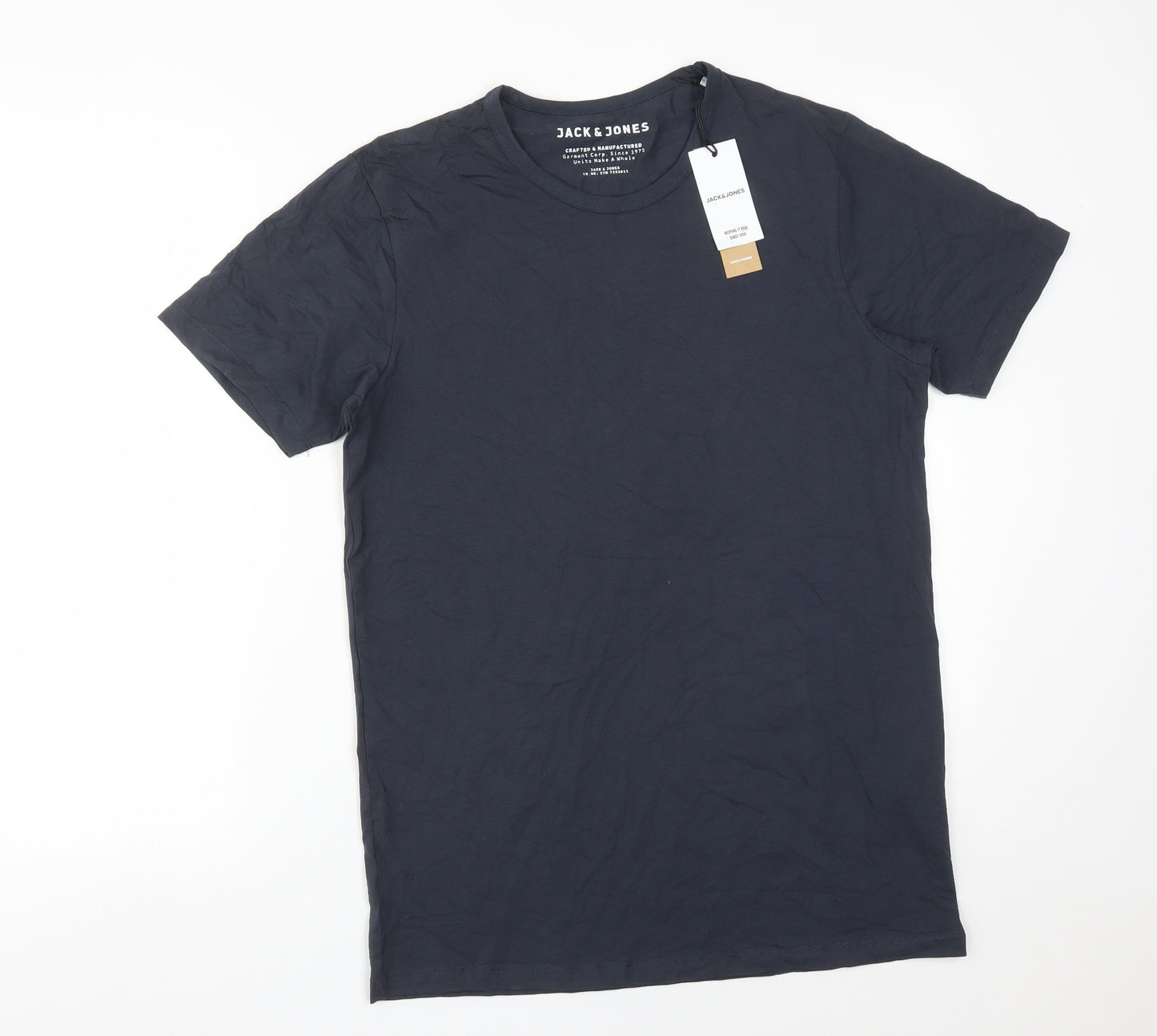 JACK&JONES Mens Blue  Cotton  T-Shirt Size L Crew Neck