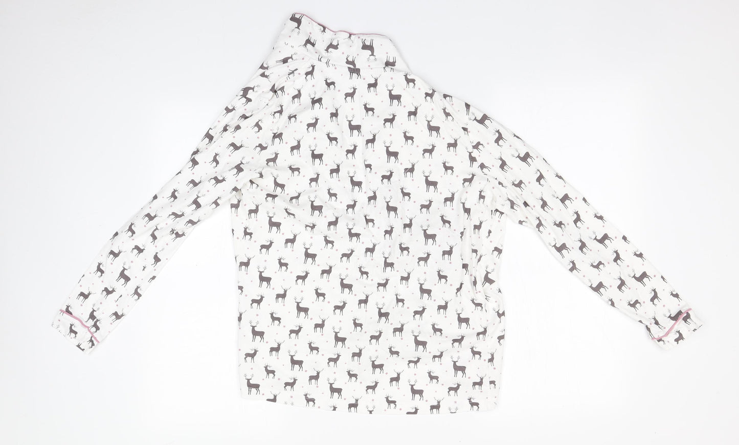 TU Womens White Animal Print Cotton Top Pyjama Top Size 10
