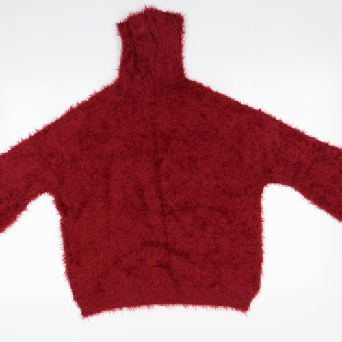 QED London Womens Red Roll Neck  Nylon Pullover Jumper Size M
