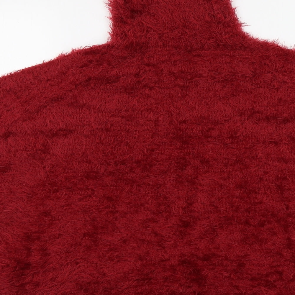 QED London Womens Red Roll Neck  Nylon Pullover Jumper Size M