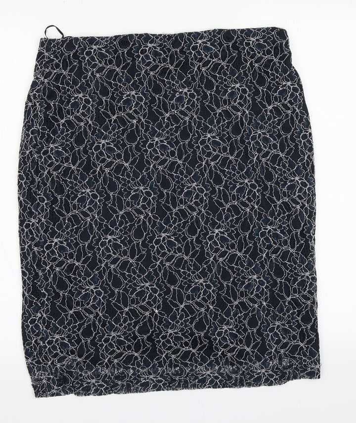 Lavitta Womens Blue Floral Nylon A-Line Skirt Size 16