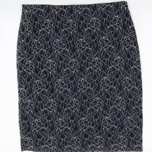 Lavitta Womens Blue Floral Nylon A-Line Skirt Size 16