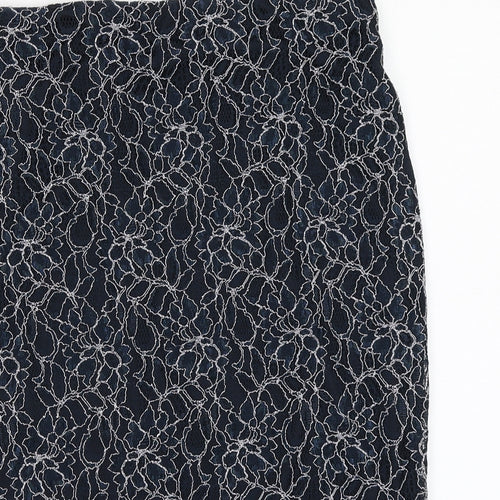 Lavitta Womens Blue Floral Nylon A-Line Skirt Size 16