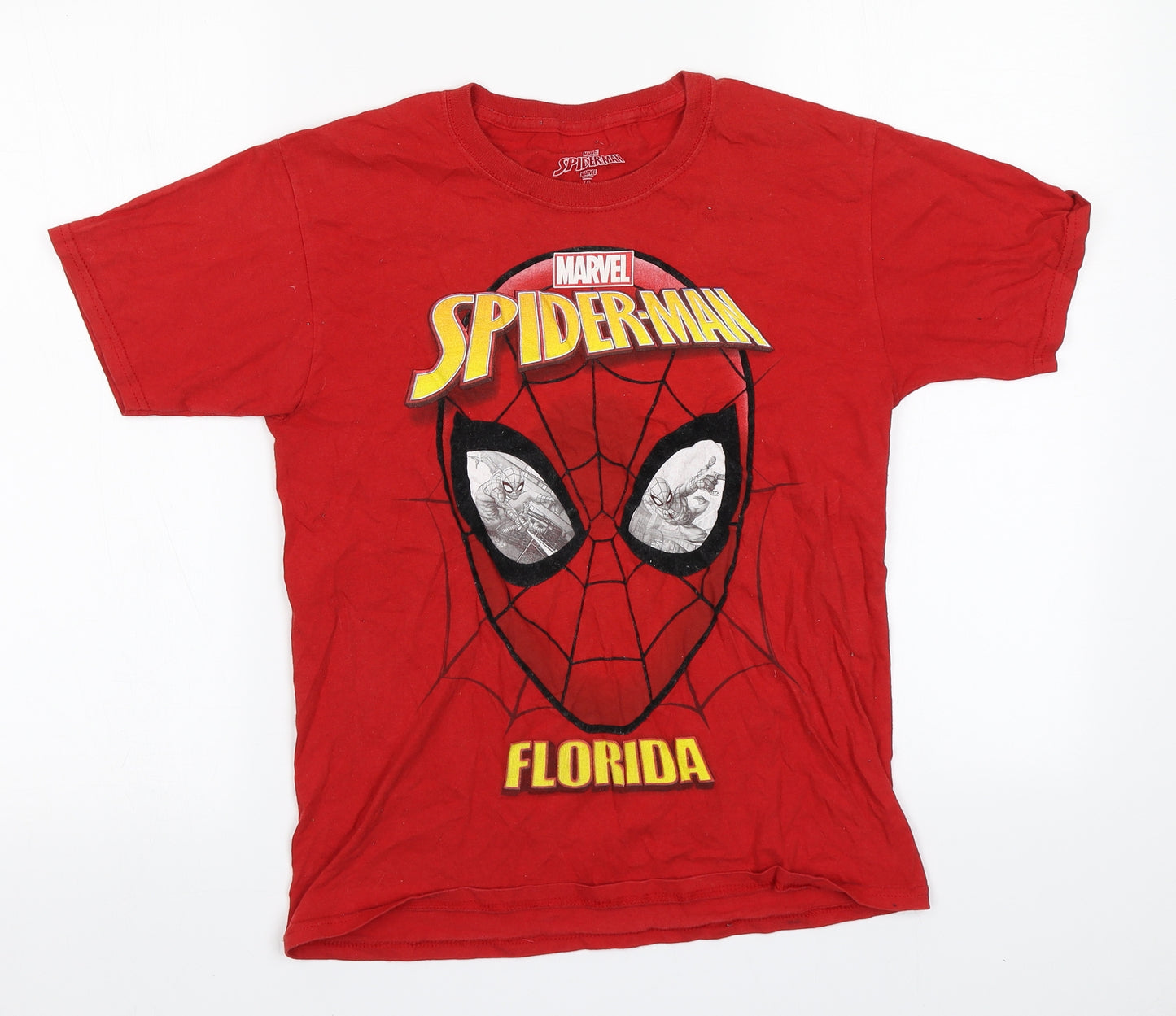 Spiderman Boys Red  Cotton Basic T-Shirt Size 10-11 Years Round Neck