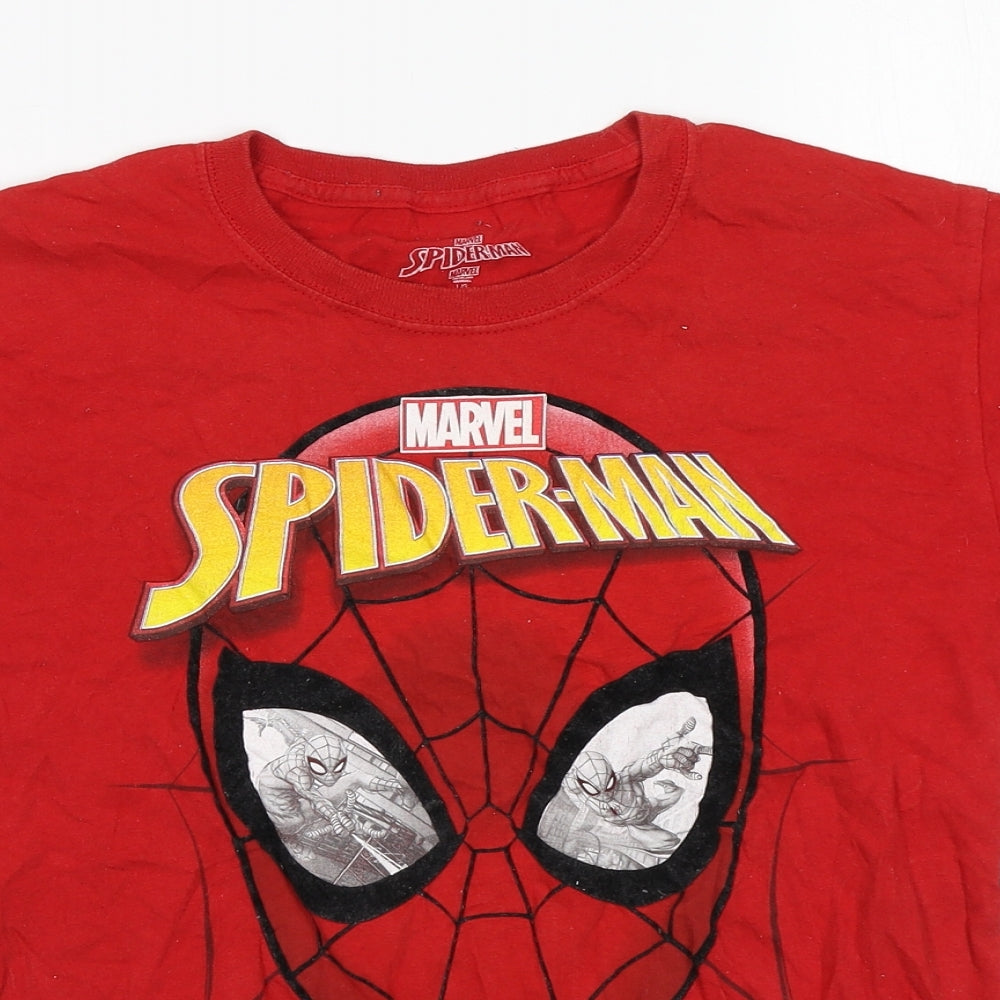 Spiderman Boys Red  Cotton Basic T-Shirt Size 10-11 Years Round Neck