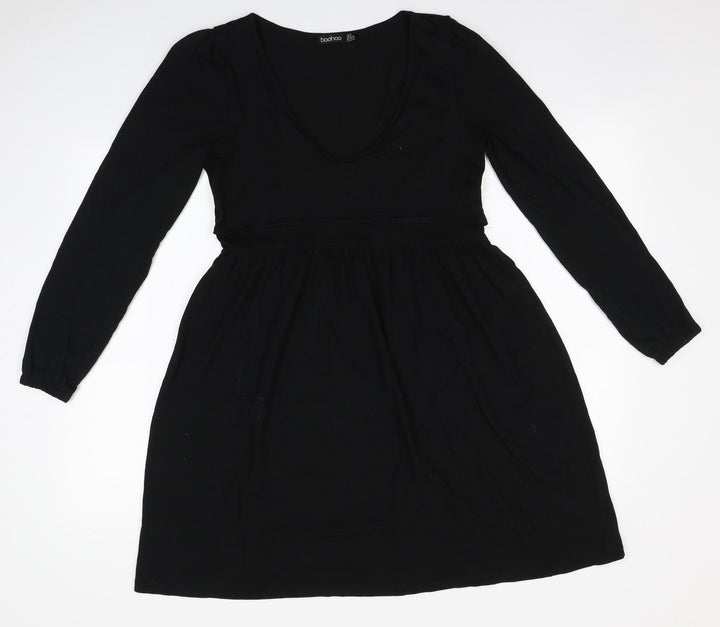 Boohoo Womens Black A-Line Size 10 Round Neck
