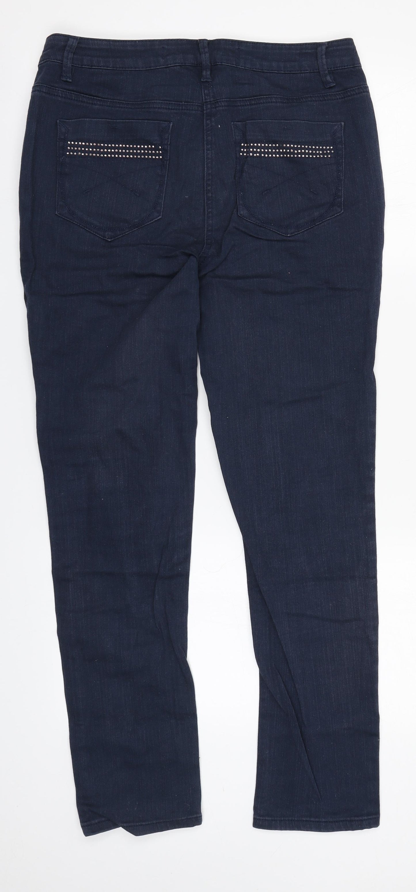 Savoir Womens Blue  Cotton Straight Jeans Size 12 L28 in Regular