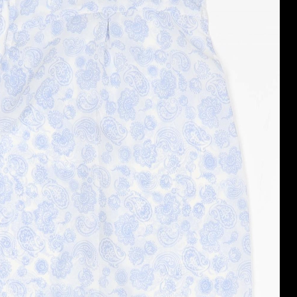 F&F Girls Blue Paisley Polyester Basic Button-Up Size 6-7 Years Collared