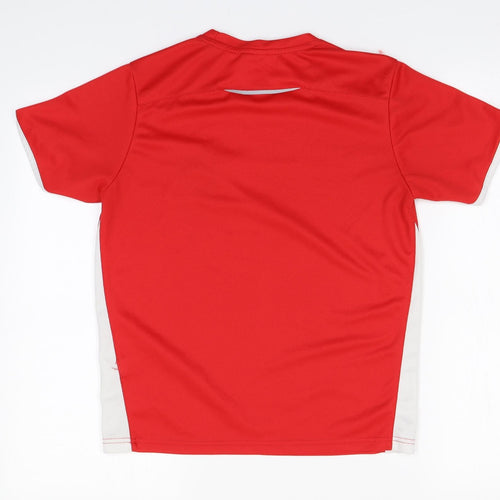Preworn Boys Red  Polyester Basic T-Shirt  Round Neck  - Football