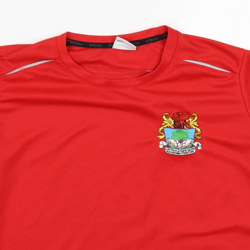 Preworn Boys Red  Polyester Basic T-Shirt  Round Neck  - Football