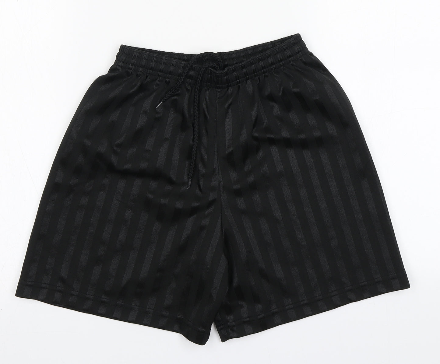 Precision Boys Black Striped Polyester Utility Shorts   Regular