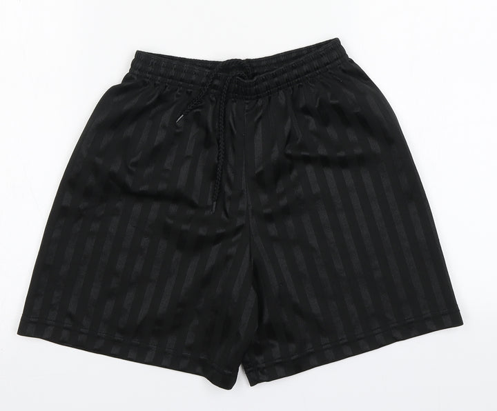 Precision Boys Black Striped Polyester Utility Shorts   Regular