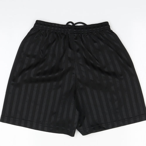 Precision Boys Black Striped Polyester Utility Shorts   Regular