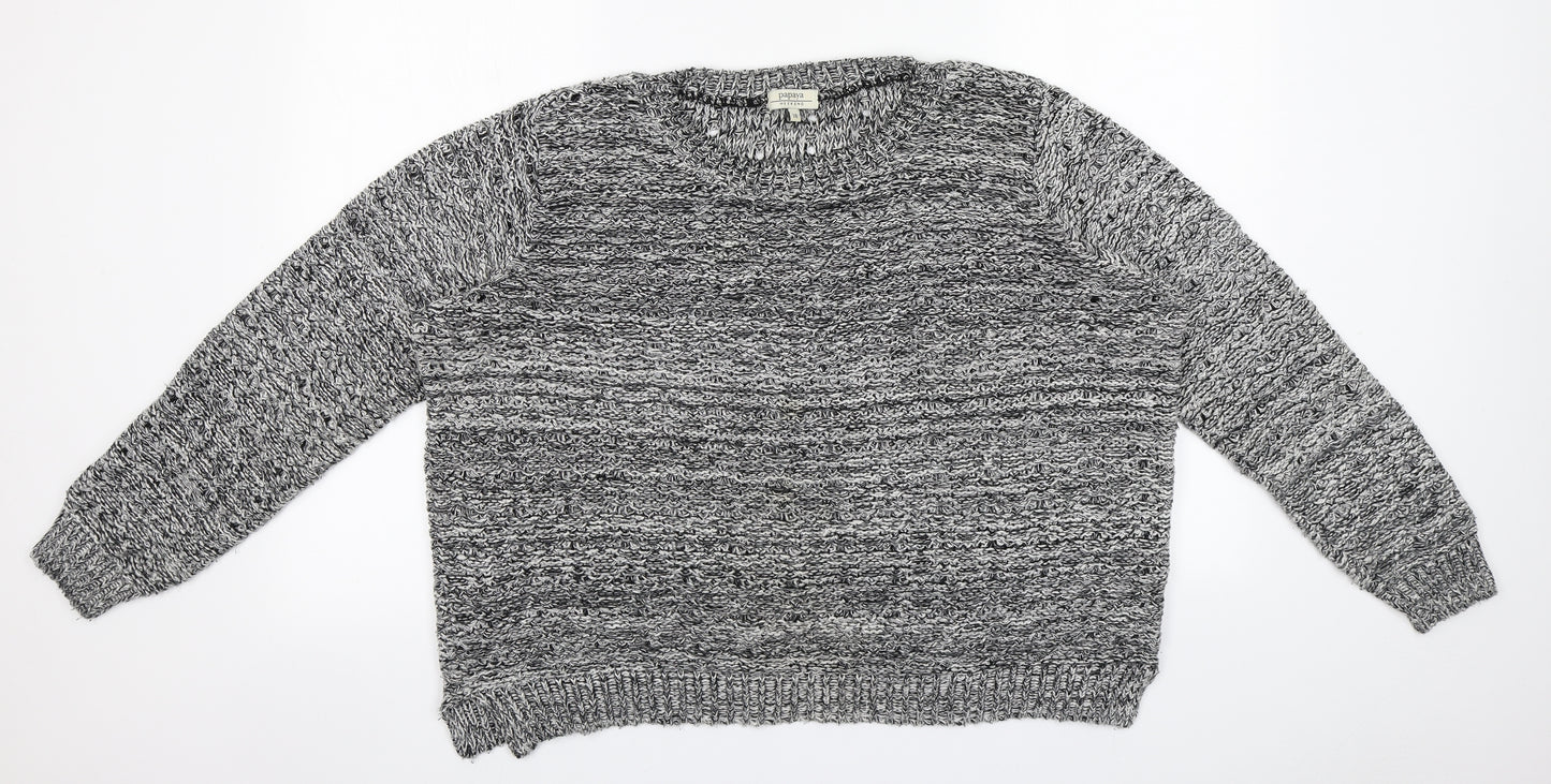 Papaya Womens Grey Roll Neck  Cotton Pullover Jumper Size 18