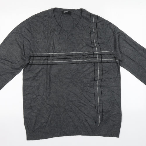 Cedar Wood State Mens Grey Round Neck  Acrylic Pullover Jumper Size M