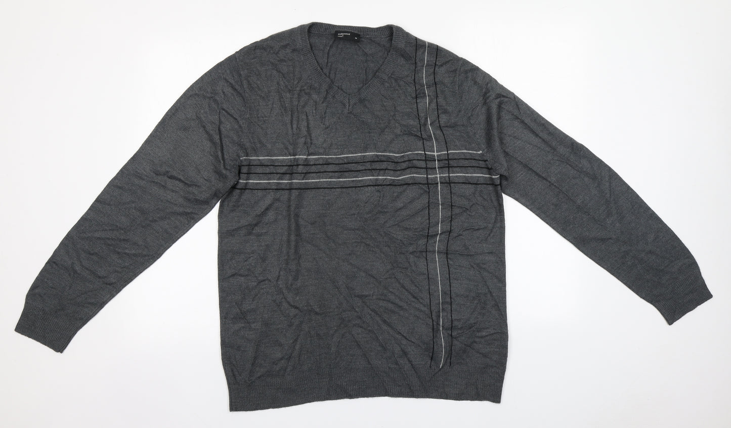 Cedar Wood State Mens Grey Round Neck  Acrylic Pullover Jumper Size M