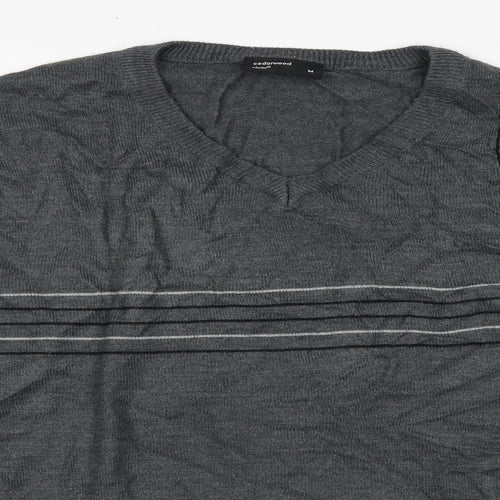 Cedar Wood State Mens Grey Round Neck  Acrylic Pullover Jumper Size M