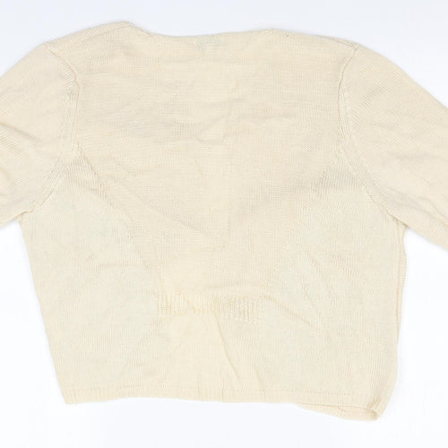 Preworn Womens Ivory Round Neck  Acrylic Cardigan Jumper Size XL