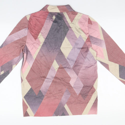 Preworn Womens Multicoloured Geometric Polyester Basic Button-Up Size 12 Collared