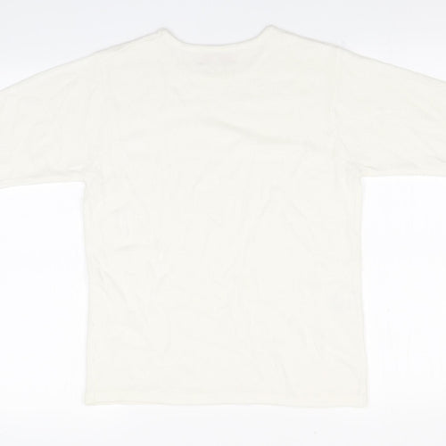 Riddell Womens White  Acrylic Basic T-Shirt Size 8 Round Neck