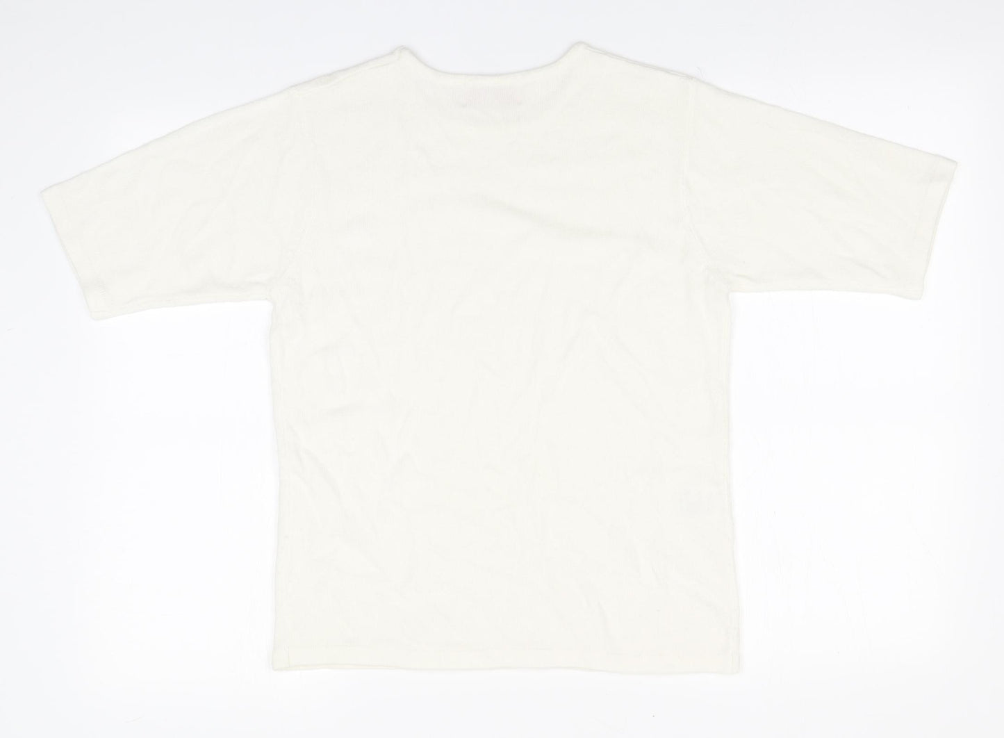 Riddell Womens White  Acrylic Basic T-Shirt Size 8 Round Neck