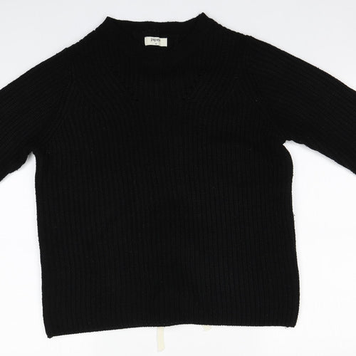 Papaya Womens Black Round Neck  Acrylic Pullover Jumper Size M