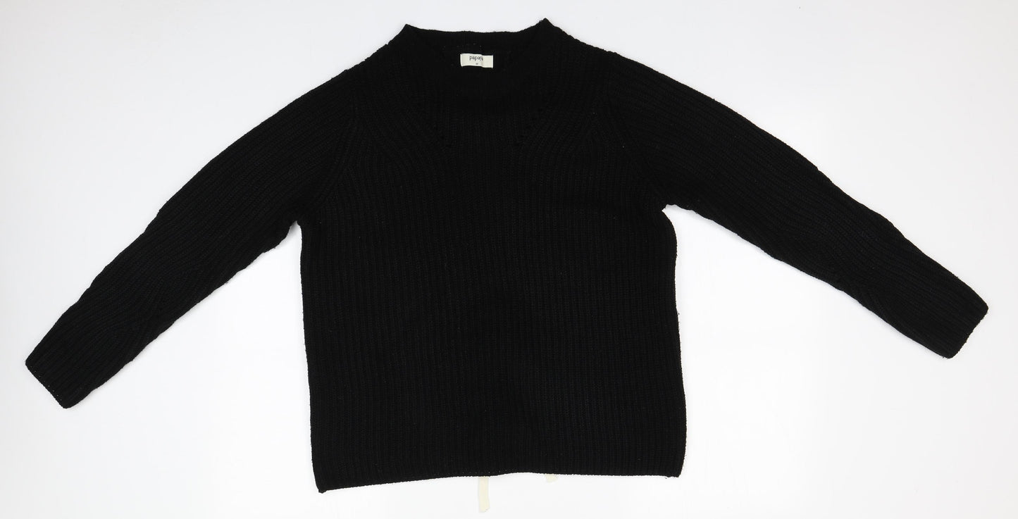 Papaya Womens Black Round Neck  Acrylic Pullover Jumper Size M