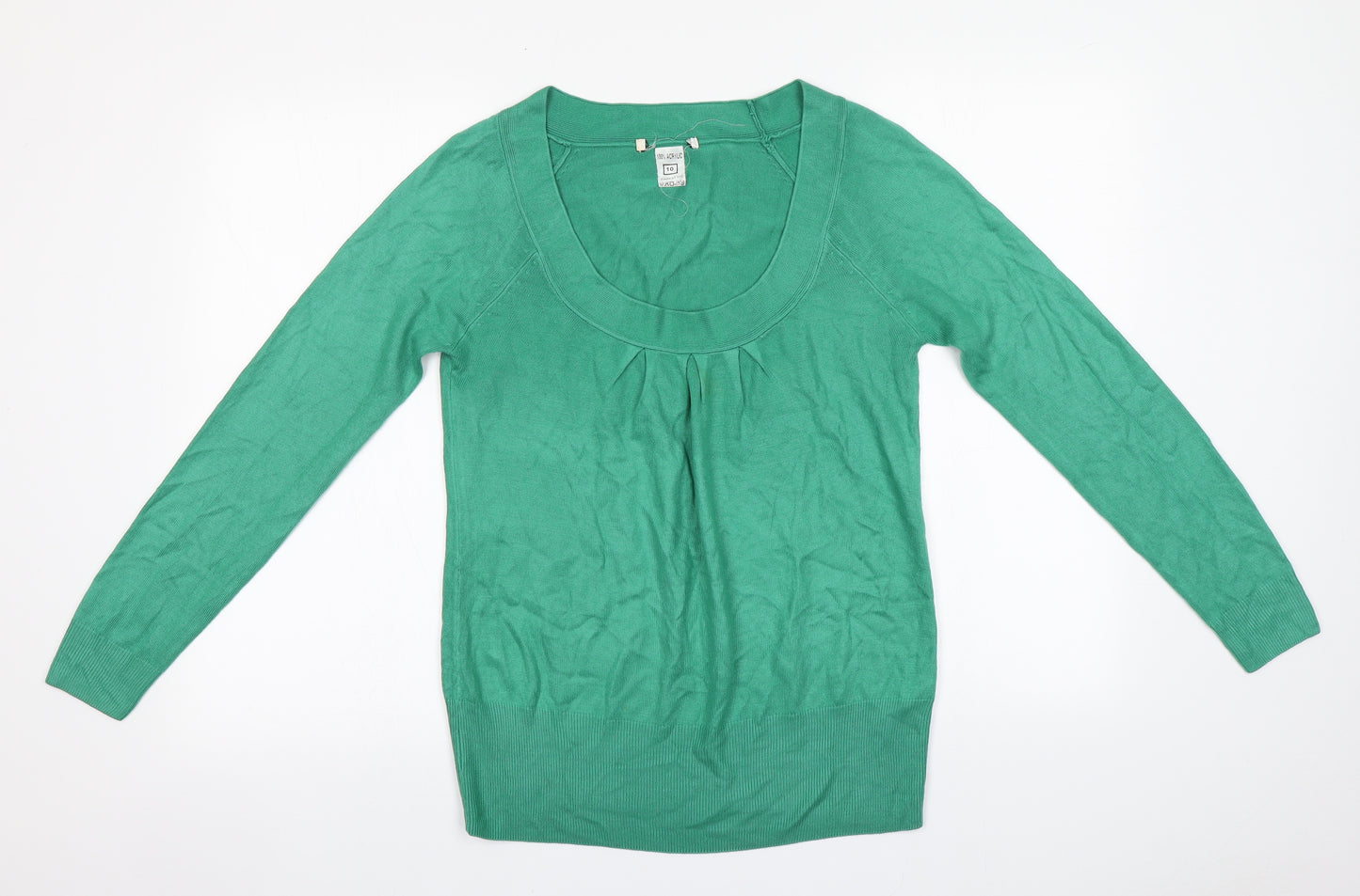 Preworn Womens Green Round Neck  Acrylic Pullover Jumper Size 10