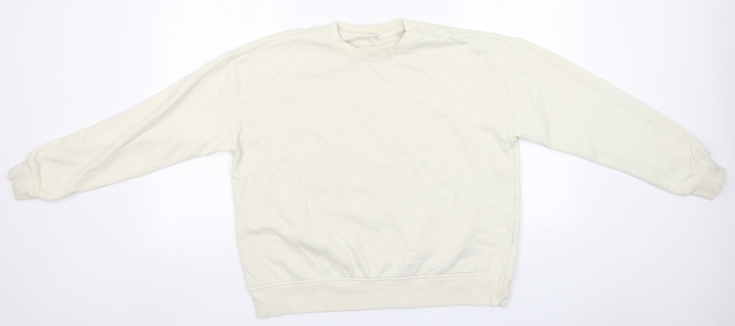 Primark Womens Ivory Round Neck  Cotton Pullover Jumper Size 10