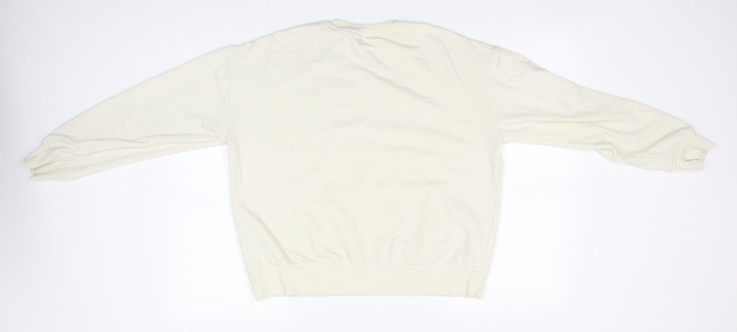 Primark Womens Ivory Round Neck  Cotton Pullover Jumper Size 10