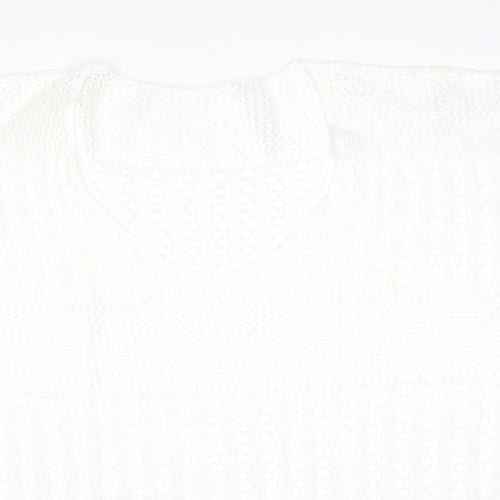 CUPSHIE Womens White Geometric  Overcoat Poncho Size M